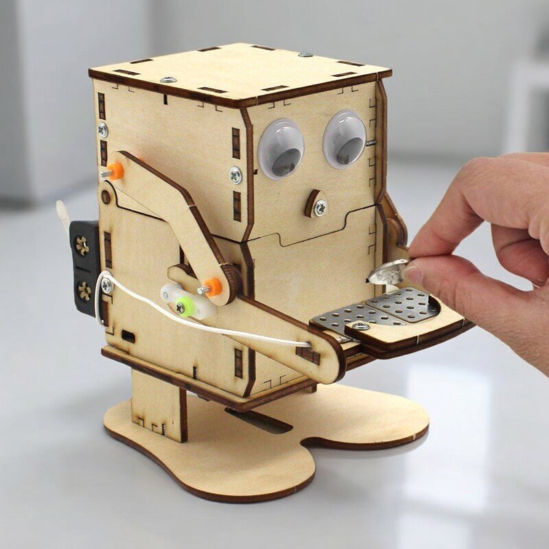 Science Project Kit - Drewniany Robot do Składania DIY, Model