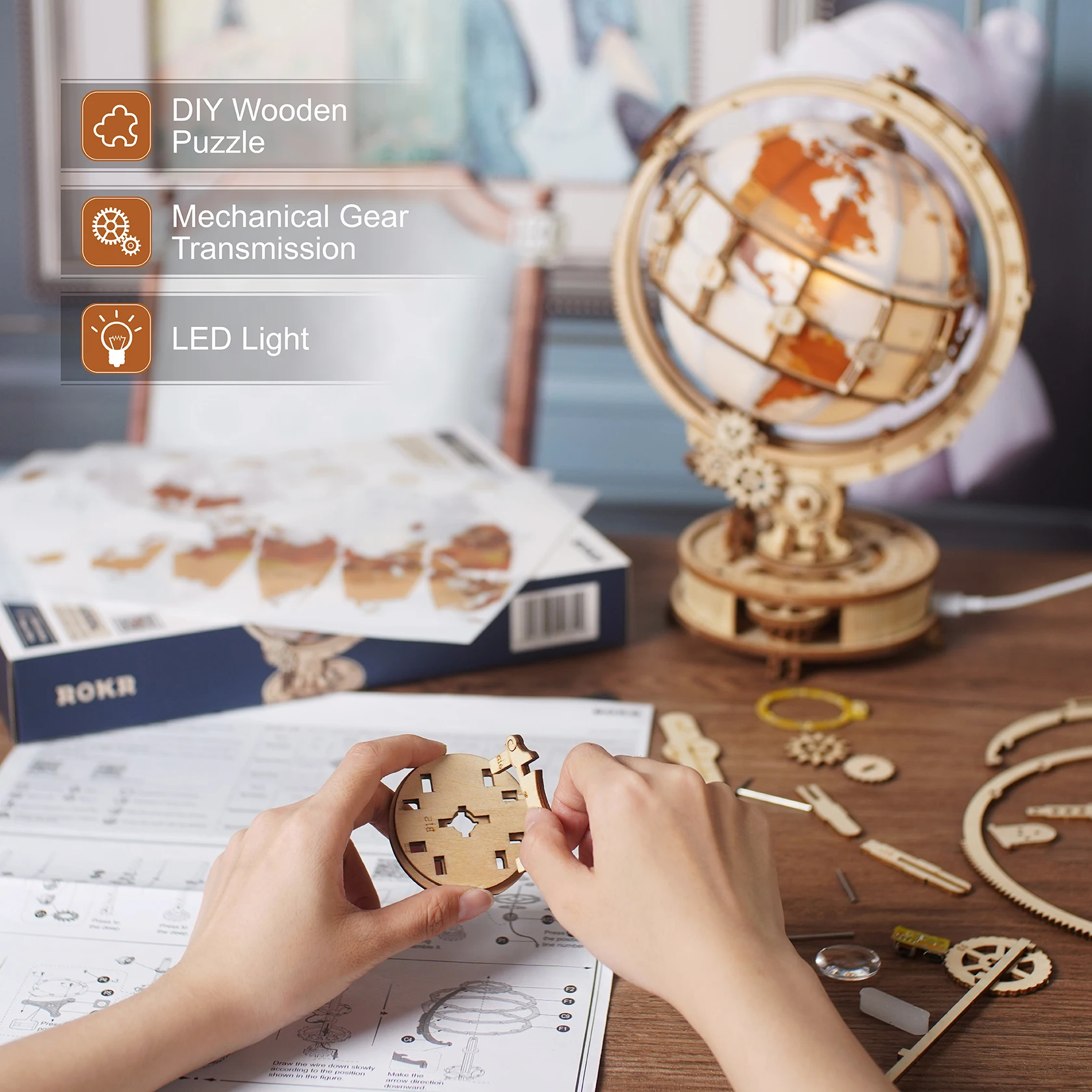 Drewniana lampa kulista Gry lo – Solar System Orrery recenzja i cena