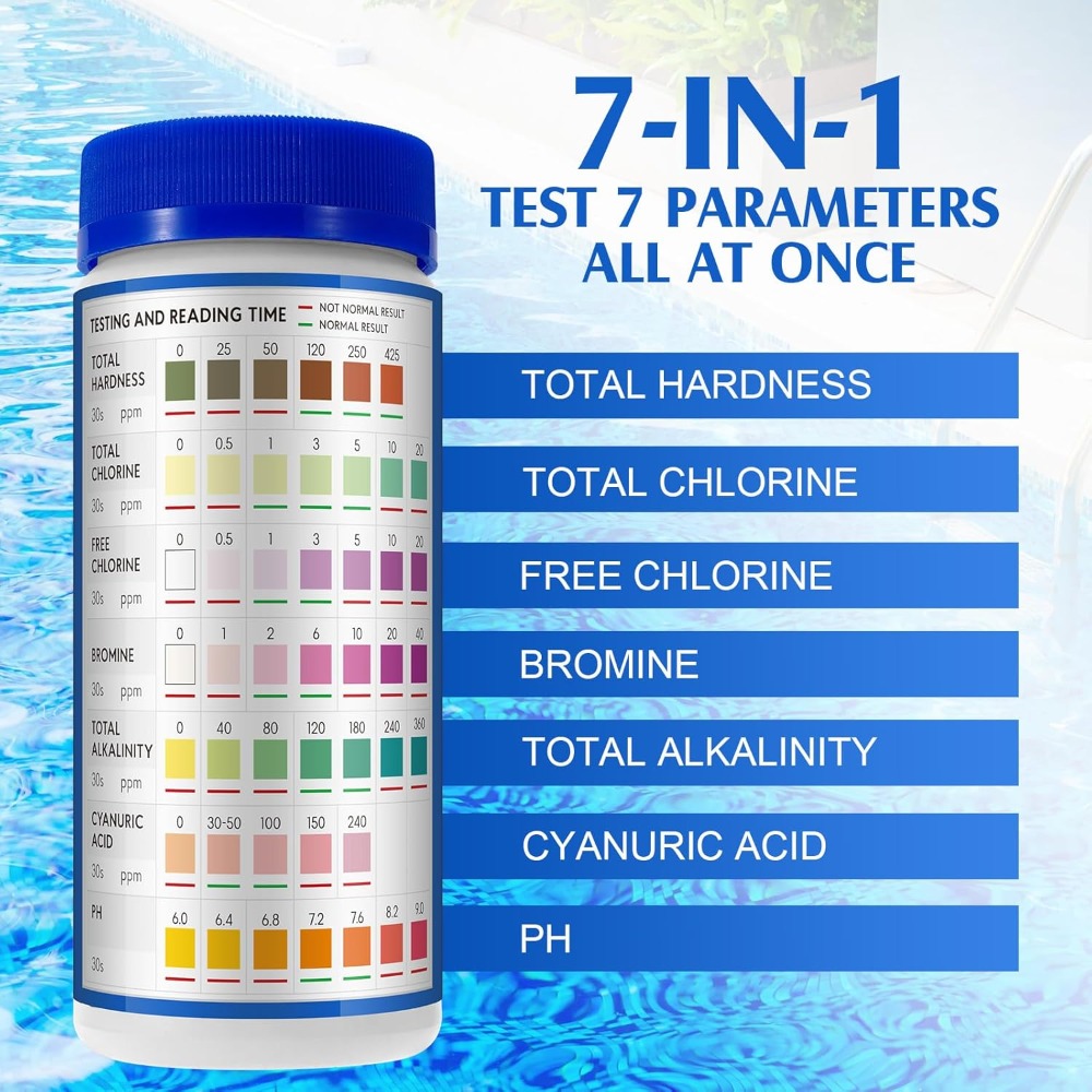 Paski testowe do basenu 7w1, 1 – Ph Strip Test recenzja i cena